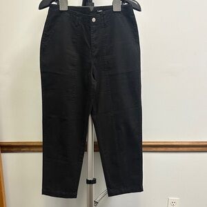 Black High-Rise Straight Crop Jeans